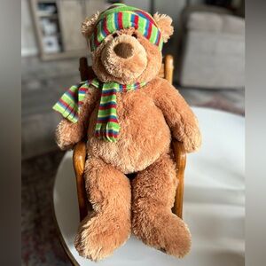 Gund 21” Toastie Teddy Bear Brown Plush Stuffed Animal Hat Scarf